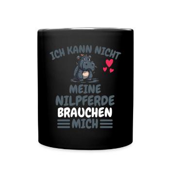 Afrika Tier Lustiges Nilpferd Geschenk Hippo - Tasse einfarbig - Schwarz - Vorne