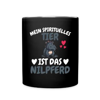 Hippo Mein spirituelles Tier ist das Nilpferd - Tasse einfarbig - Schwarz - Vorne