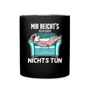 Faultier schlafen Spruch lustig Faul - Tasse einfarbig - Schwarz - Vorne