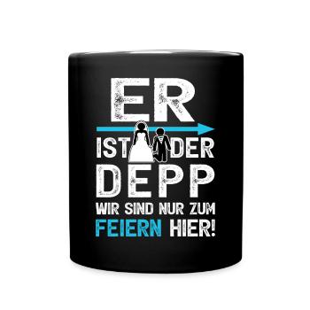 JGA T-Shirt Männer Junggesellenabschied Polterer - Tasse einfarbig - Schwarz - Vorne