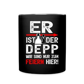 Junggesellenabschied Männer T-Shirt JGA Poltern - Tasse einfarbig - Schwarz - Vorne