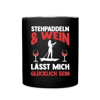 Wein Stand Up Paddeling - Tasse einfarbig - Schwarz - Vorne