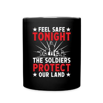 Soldier Feel Safe Tonight Military Army Veteran - Full Colour Mug - black - Front