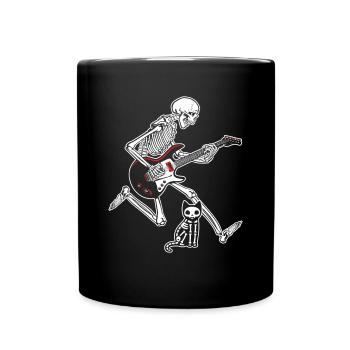 Chat de guitare squelette - Mug uni - noir - Devant