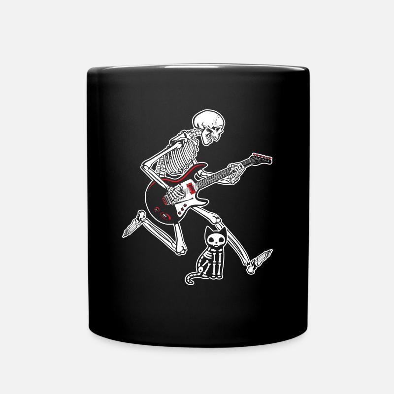 Skeleton Guitar Cat - Tasse einfarbig - Schwarz