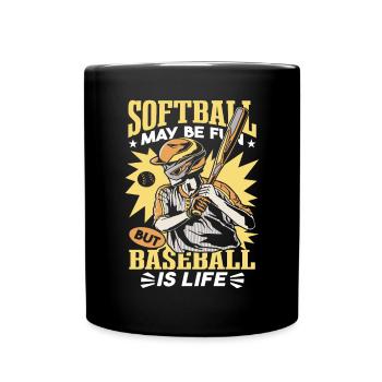 Baseball ist Leben - Tasse einfarbig - Schwarz - Vorne