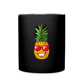 Funny pineapple with sunglasses - Full Colour Mug - black - Front