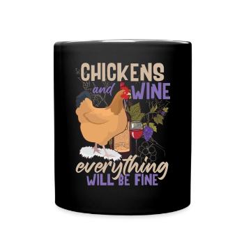Poulets et vin - Mug uni - noir - Devant