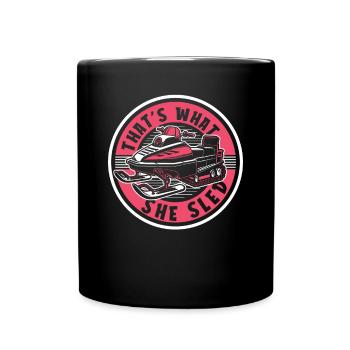 That's What She Sled Snow Motorcycle Snowmobile - Full Colour Mug - black - Front