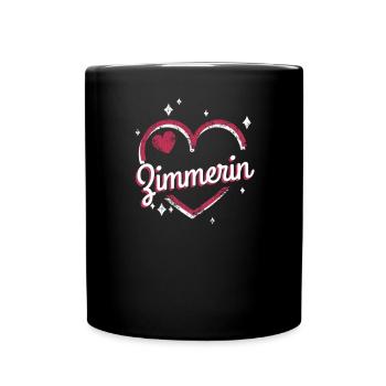 Zimmerer Kollegin niedliches Herz Zimmerin - Tasse einfarbig - Schwarz - Vorne