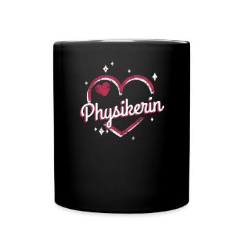 Physik Kollegin niedliches Herz Physikerin - Tasse einfarbig - Schwarz - Vorne