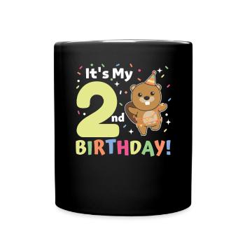 Castor pour 2e anniversaire Enfants de deux ans - Mug uni - noir - Devant