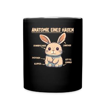 Anatomie eines Hasen lustige Kanninchen Erklärung - Tasse einfarbig - Schwarz - Vorne
