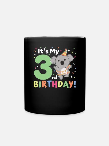 Koala zum 3. Geburtstag Kinder drei Jahre alt - Tasse einfarbig - Schwarz