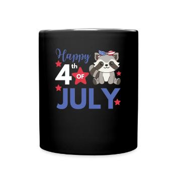 4 juillet American Raccoon for Kids USA - Mug uni - noir - Devant