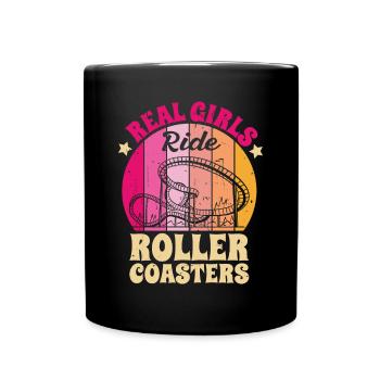 Theme Park Vacation Real Girls Ride Roller Coaster - Full Colour Mug - black - Front