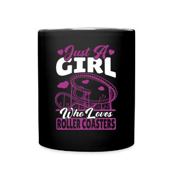 Girl Who Loves Roller Coasters Theme Park Vacances - Mug uni - noir - Devant