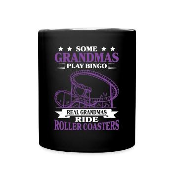 Roller Coaster Grandma Grandmother Amusement Park - Tasse einfarbig - Schwarz - Vorne