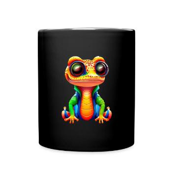 Gamer's Perfect Illustration - Cute Colorful Gekko - Tasse einfarbig - Schwarz - Vorne