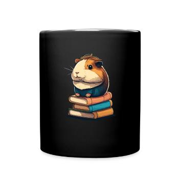 Guinea pig siting in stack of books guinea pig - Tasse einfarbig - Schwarz - Vorne