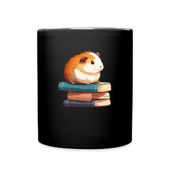 Guinea pig siting in stack of books guinea pig - Tasse einfarbig - Schwarz - Vorne