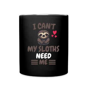 I Can't Tropical Animal Gift Sloth - Full Colour Mug - black - Front