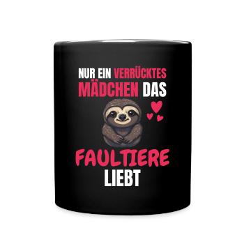Tropisches Tier Lustiges Mädchen Geschenk Faultier - Tasse einfarbig - Schwarz - Vorne