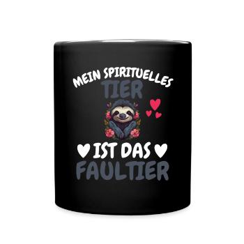 Faulenzer Mein spirituelles Tier ist das Faultier - Tasse einfarbig - Schwarz - Vorne
