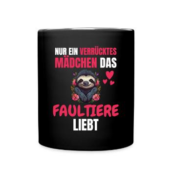 Faultier Liebhaber Mädchen Tier Geschenk Faultier - Tasse einfarbig - Schwarz - Vorne