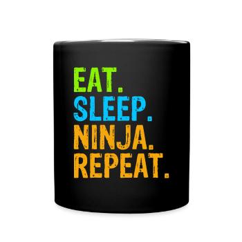 Eat Sleep Ninja Karate Repeat - Full Colour Mug - black - Front