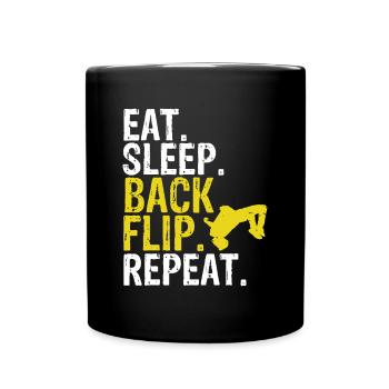 Eat Sleep Back Flip Repeat Acrobat Gymnastics Geschenk - Tasse einfarbig - Schwarz - Vorne