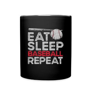 Eat Sleep Baseball Repeat Sport Lover Home Run Str - Full Colour Mug - black - Front