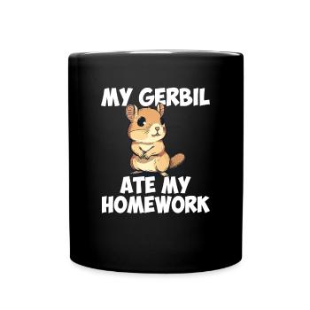 Gerbil ate my homework, gerbil - Full Colour Mug - black - Front