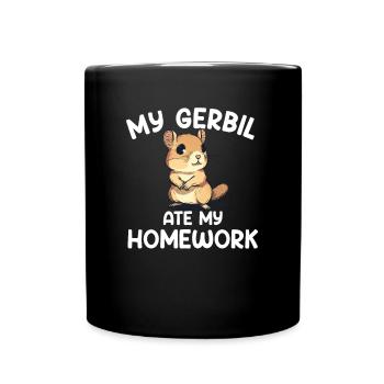 Gerbil ate my homework, gerbil - Full Colour Mug - black - Front