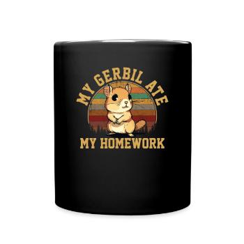 Gerbil ate my homework, gerbil - Full Colour Mug - black - Front