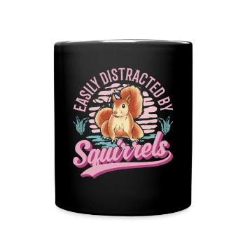 Facilement distrait par les écureuils Eichhörnchen - Mug uni - noir - Devant