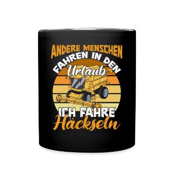 Mähdrescher Landwirt Andere fahren in den Urlaub - Tasse einfarbig - Schwarz - Vorne