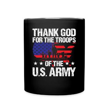 Soldat Thank God For Troops Of US Army Militär - Tasse einfarbig - Schwarz - Vorne