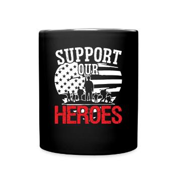 Soldier Support Our Heroes Military Army Veteran - Full Colour Mug - black - Front