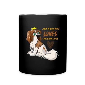 Just A Boy Who Loves Cavalier Dogs - Full Colour Mug - black - Front