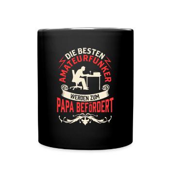 Amateurfunker wird zum Papa Funkamateur - Tasse einfarbig - Schwarz - Vorne