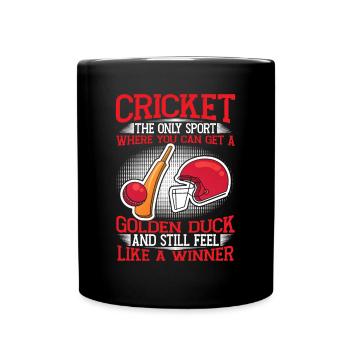 Im Cricket Kann Man Eine Goldene Ente - Tasse einfarbig - Schwarz - Vorne