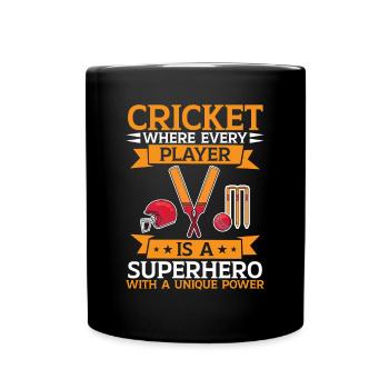Im Cricket Ist Jeder Spieler Ein Held - Tasse einfarbig - Schwarz - Vorne