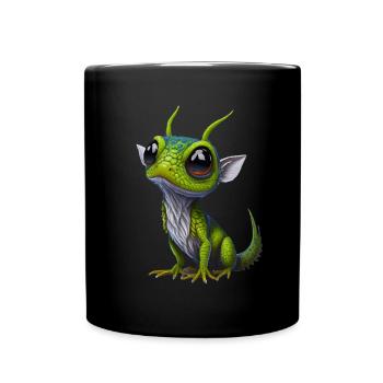 Gamer's Perfect Illustration - Cute Colorful Gekko - Tasse einfarbig - Schwarz - Vorne
