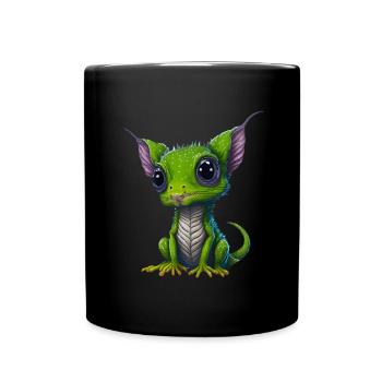 Gamer's Perfect Illustration - Cute Colorful Gekko - Tasse einfarbig - Schwarz - Vorne