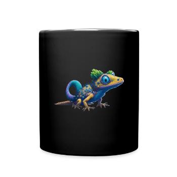 Gamer's Perfect Illustration - Cute Colorful Gekko - Tasse einfarbig - Schwarz - Vorne
