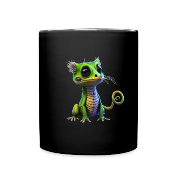 Gamer's Perfect Illustration - Cute Colorful Gekko - Tasse einfarbig - Schwarz - Vorne