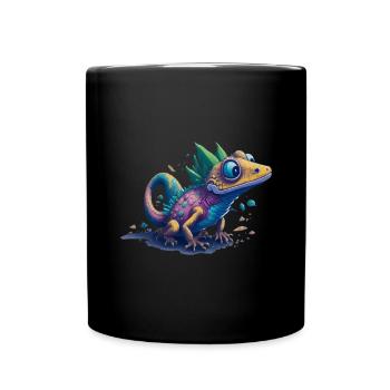 Gamer's Perfect Illustration - Cute Colorful Gekko - Tasse einfarbig - Schwarz - Vorne