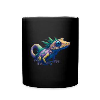 Gamer's Perfect Illustration - Cute Colorful Gekko - Tasse einfarbig - Schwarz - Vorne