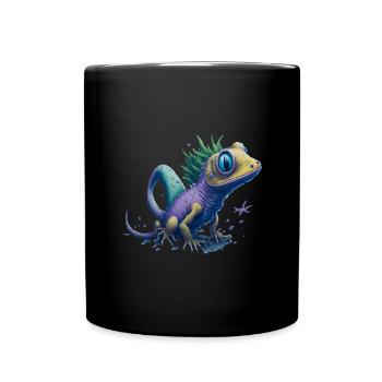 Gamer's Perfect Illustration - Cute Colorful Gekko - Tasse einfarbig - Schwarz - Vorne